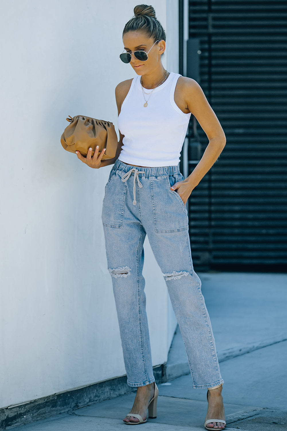 Gather Round Denim Jogger