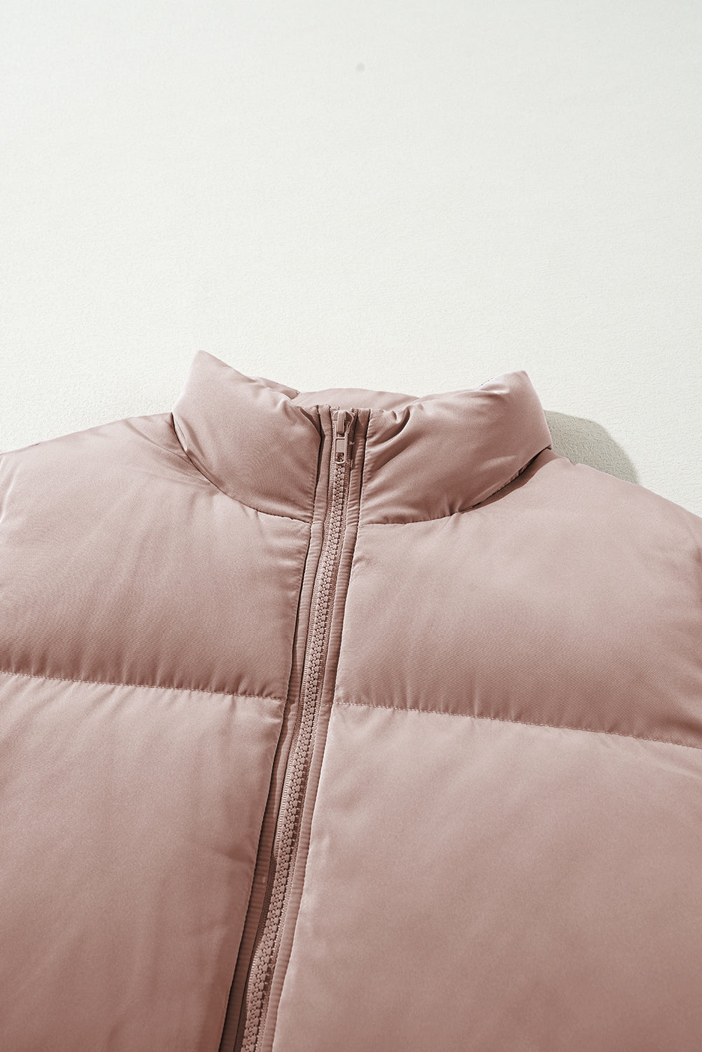 Apricot Full Zipper Puffer Jacket