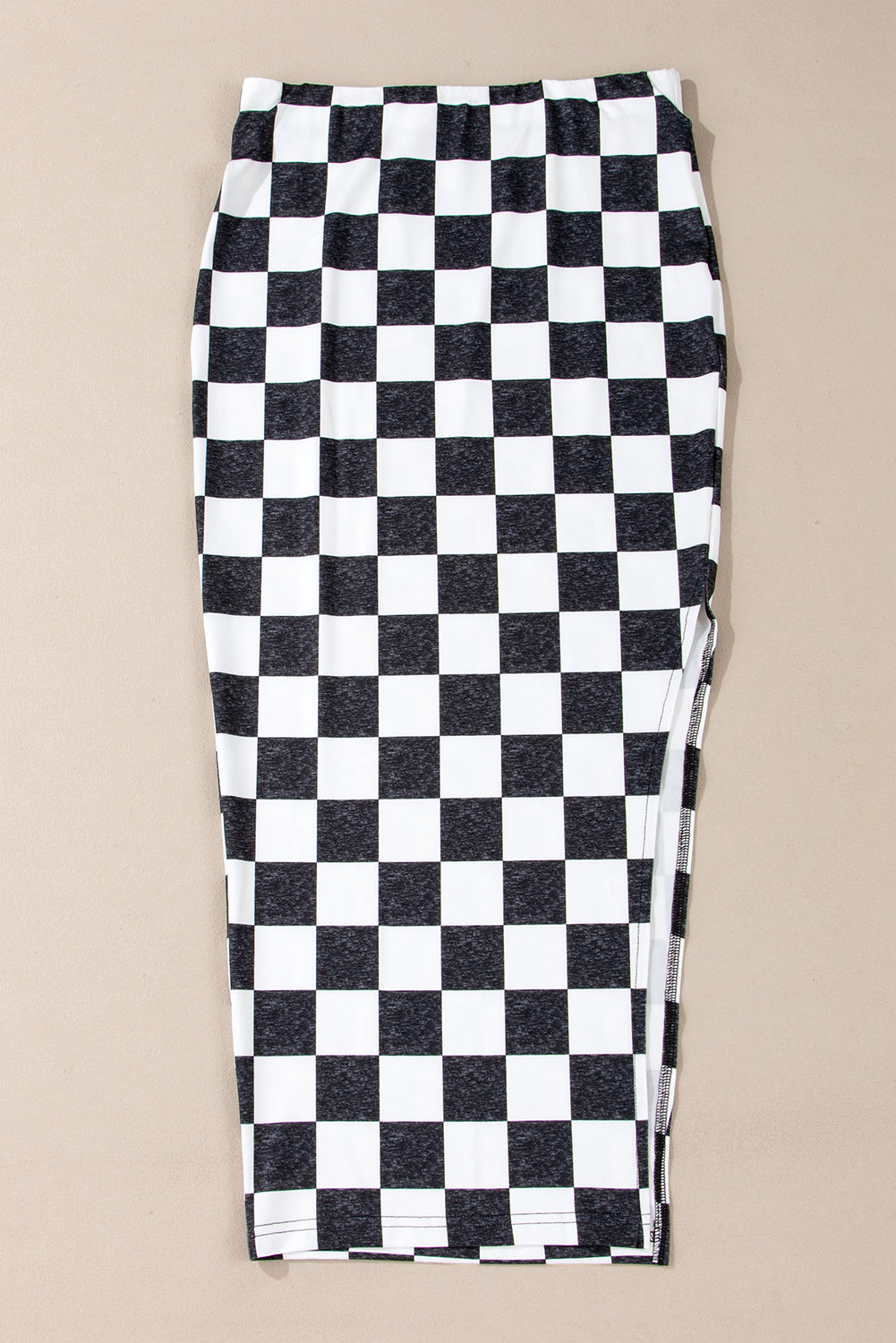 Checkered Print High Waist Skirt