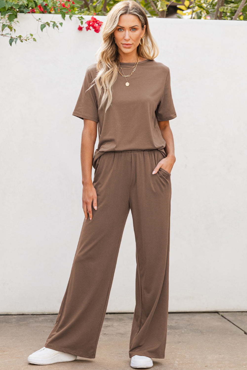 T Shirt Wide Leg Pants Set