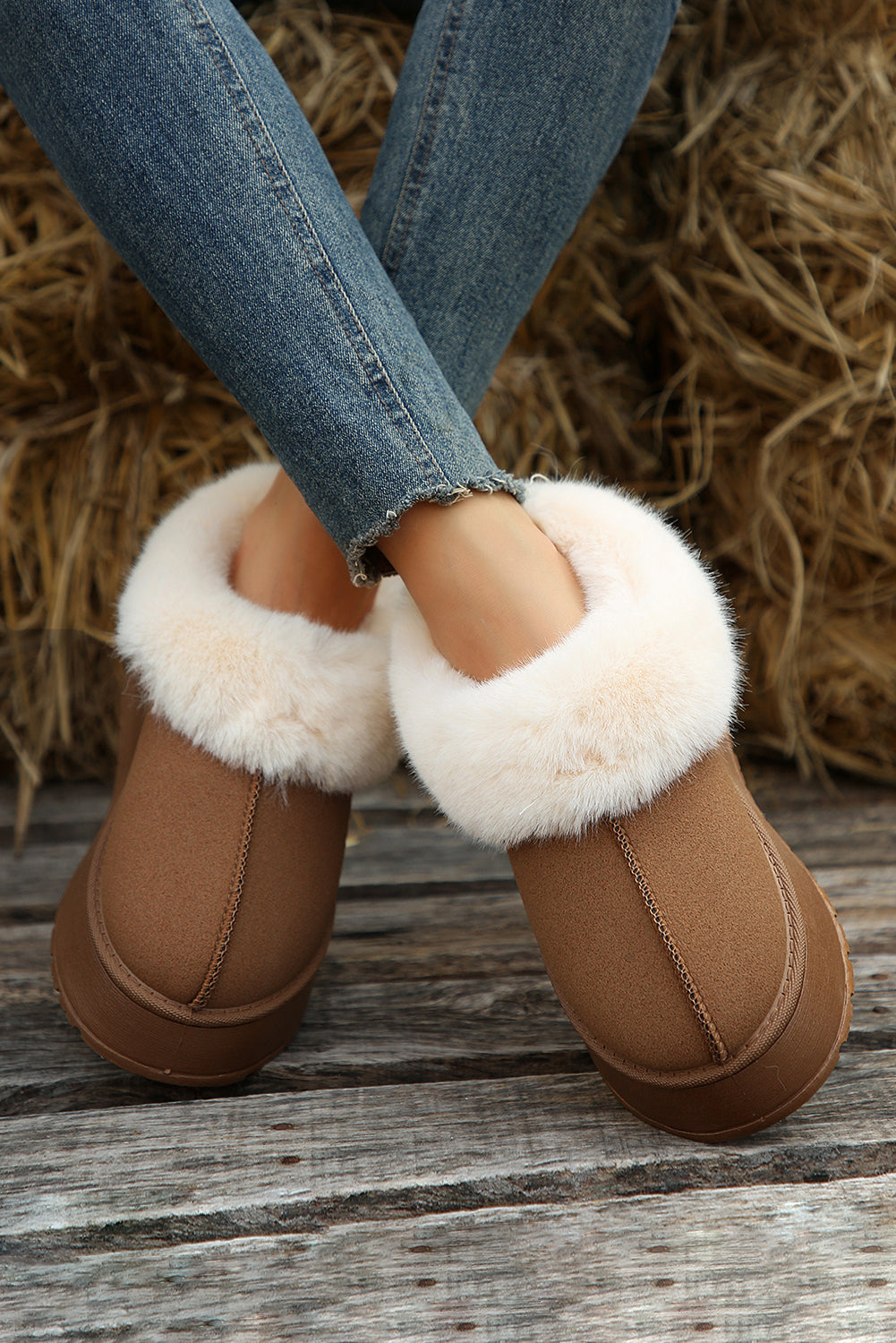 Chestnut Suede Thick Sole Flat Boots