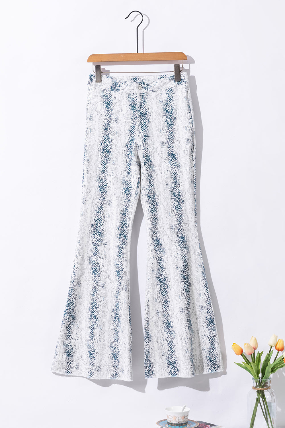 High Waist Snakeskin Flare Pants