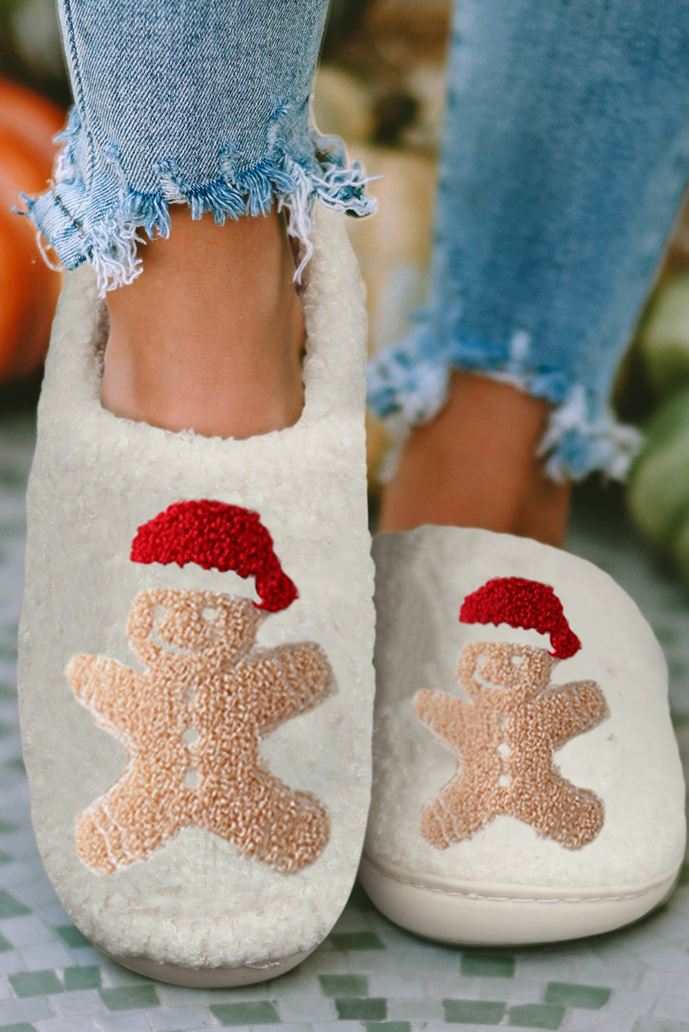 Christmas Gingerbread Man Home Slippers