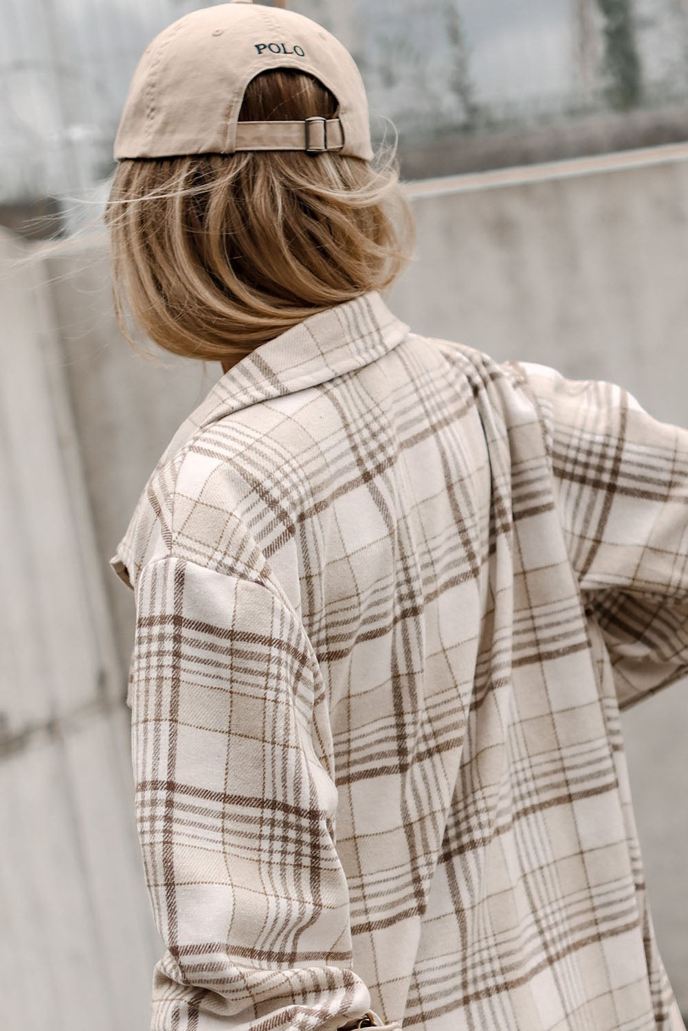 Plaid Removable Hood Buttoned Jacket