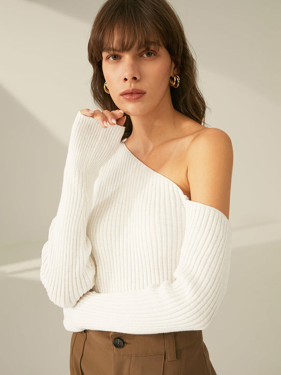 One Shoulder Long Sleeve Sweater