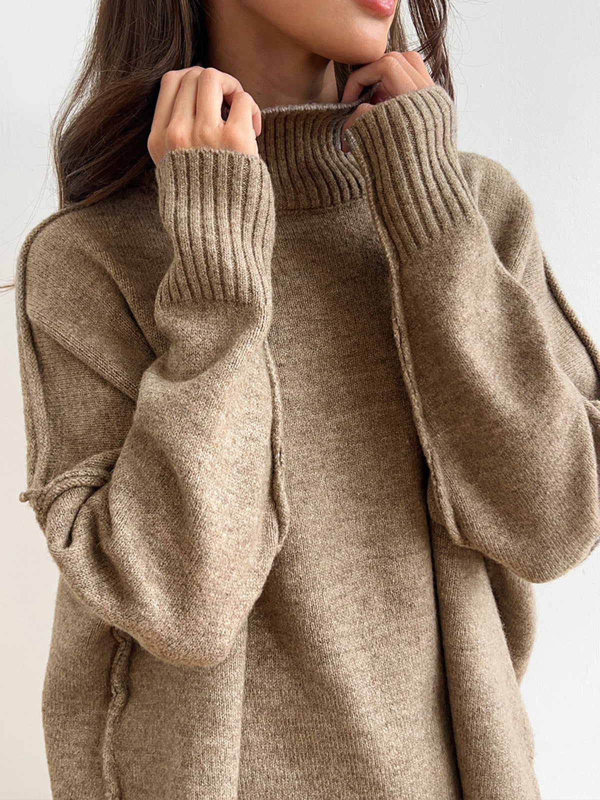 Turtleneck Knit Pants Set