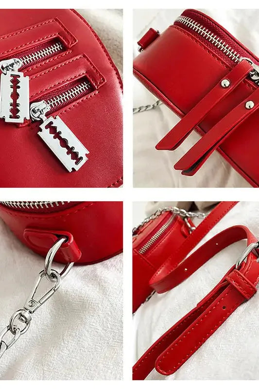 Heart Blade Zipper Chain Crossbody Bags