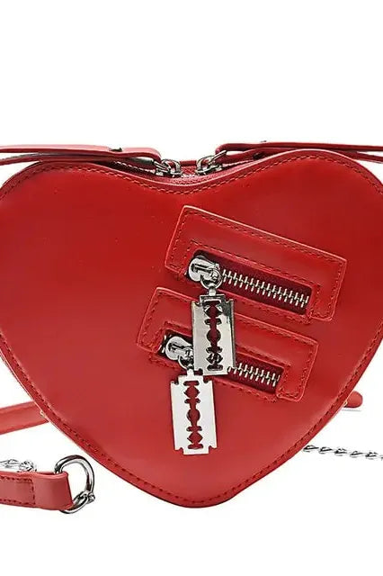 Heart Blade Zipper Chain Crossbody Bags