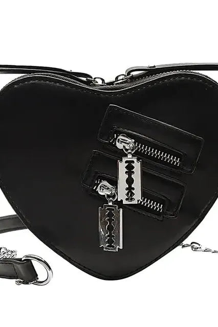 Heart Blade Zipper Chain Crossbody Bags