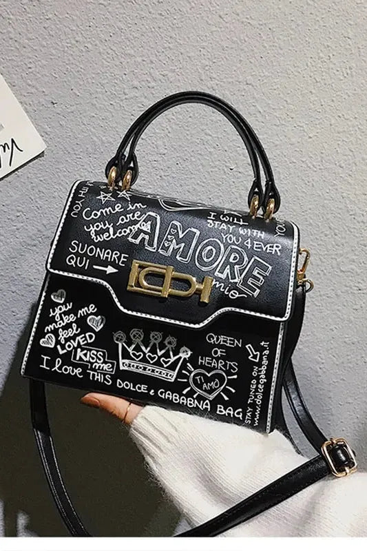 Leather Mini Chain Graffiti Bags