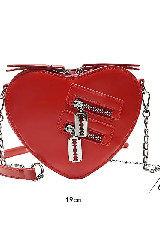 Heart Blade Zipper Chain Crossbody Bags