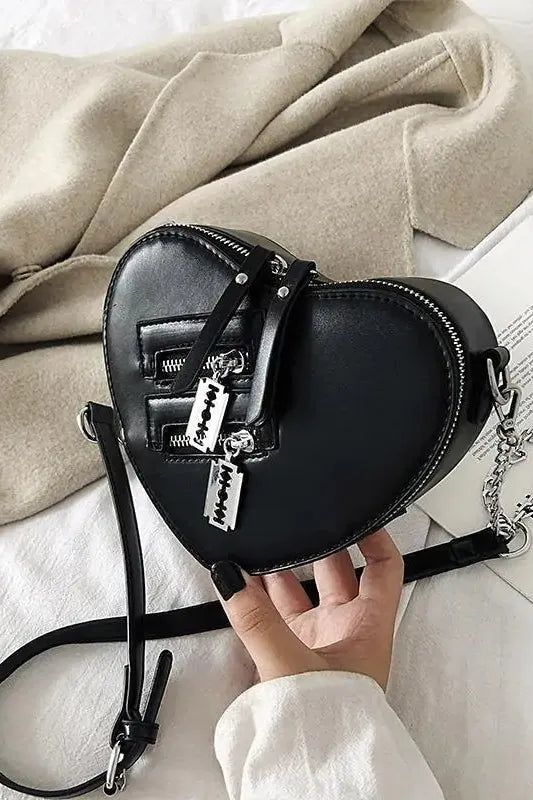 Heart Blade Zipper Chain Crossbody Bags