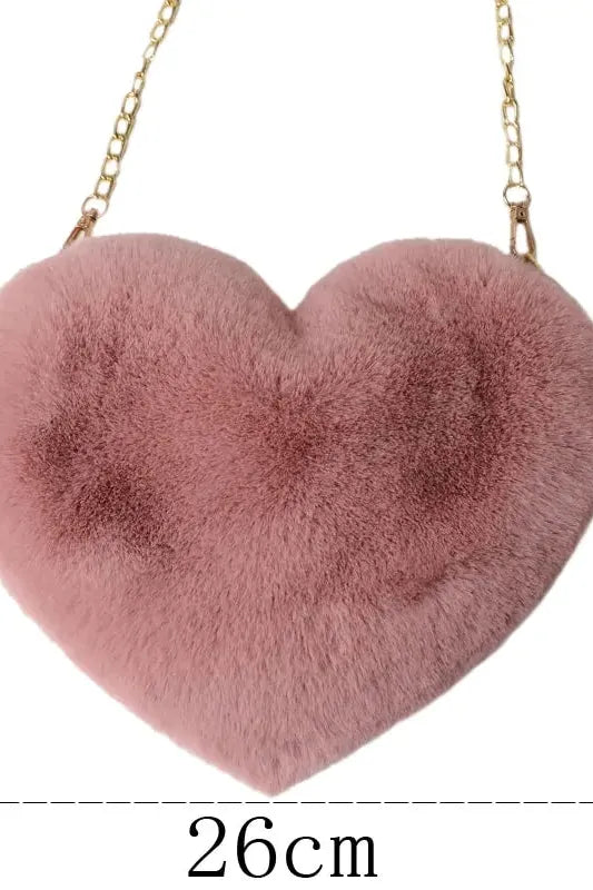 Heart Shaped Faux Fur Crossbody Wallet