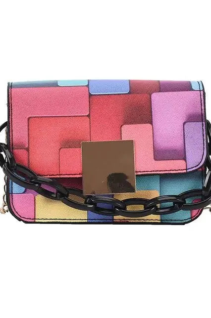 Printed Paneled Shoulder Bag