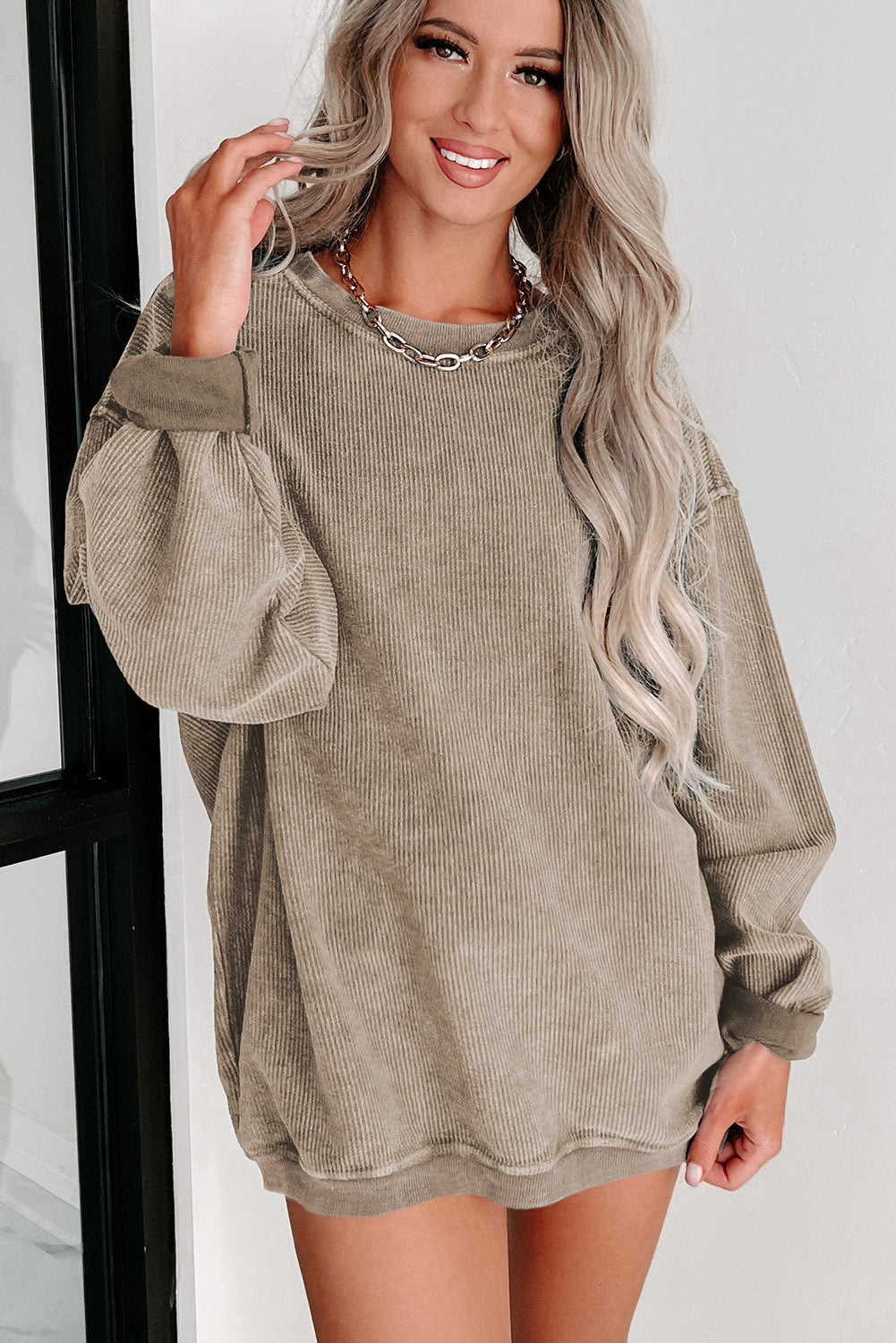 Knit Round Neck Pullover Sweatshirt