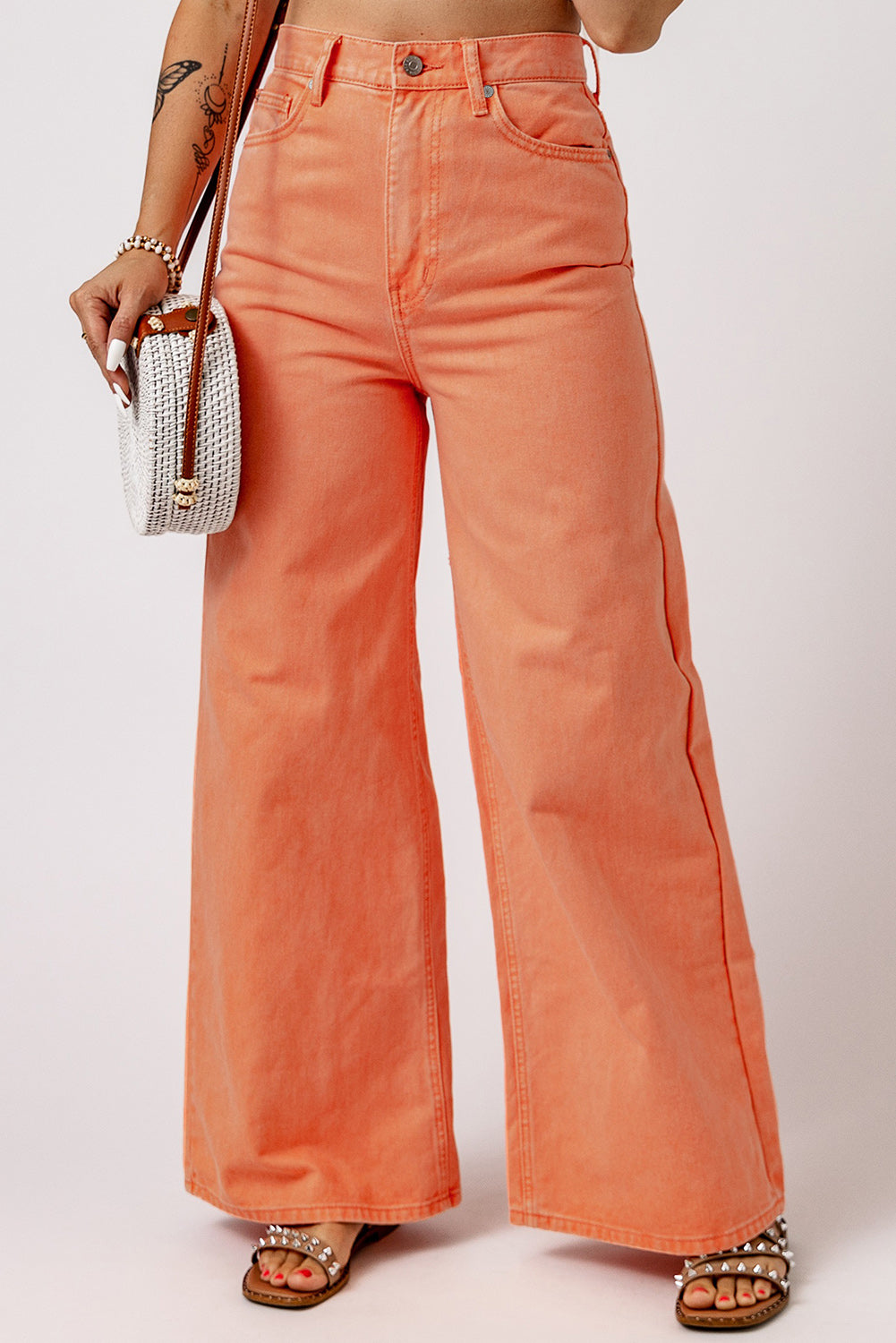 Orange High Waist Wide Leg Jeans