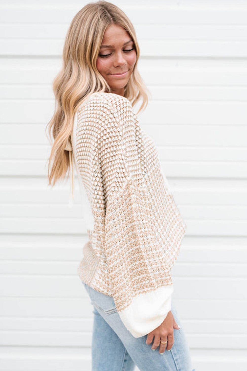 Knit Tie Drop Shoulder Sweater