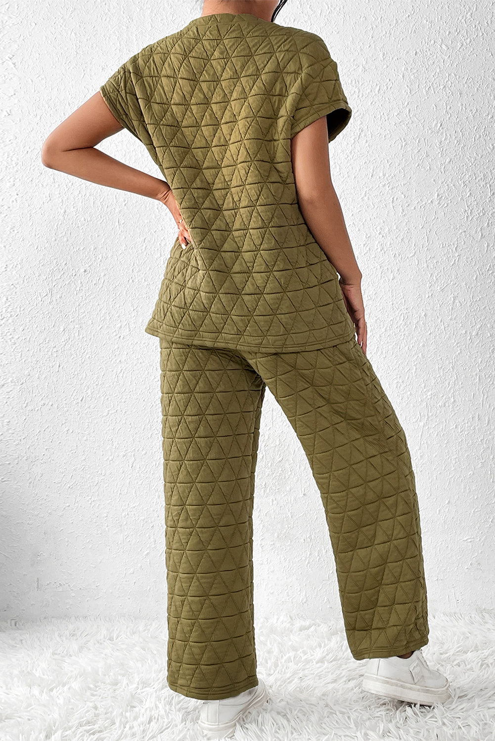 Sage Green Short Sleeve Wide Leg Set