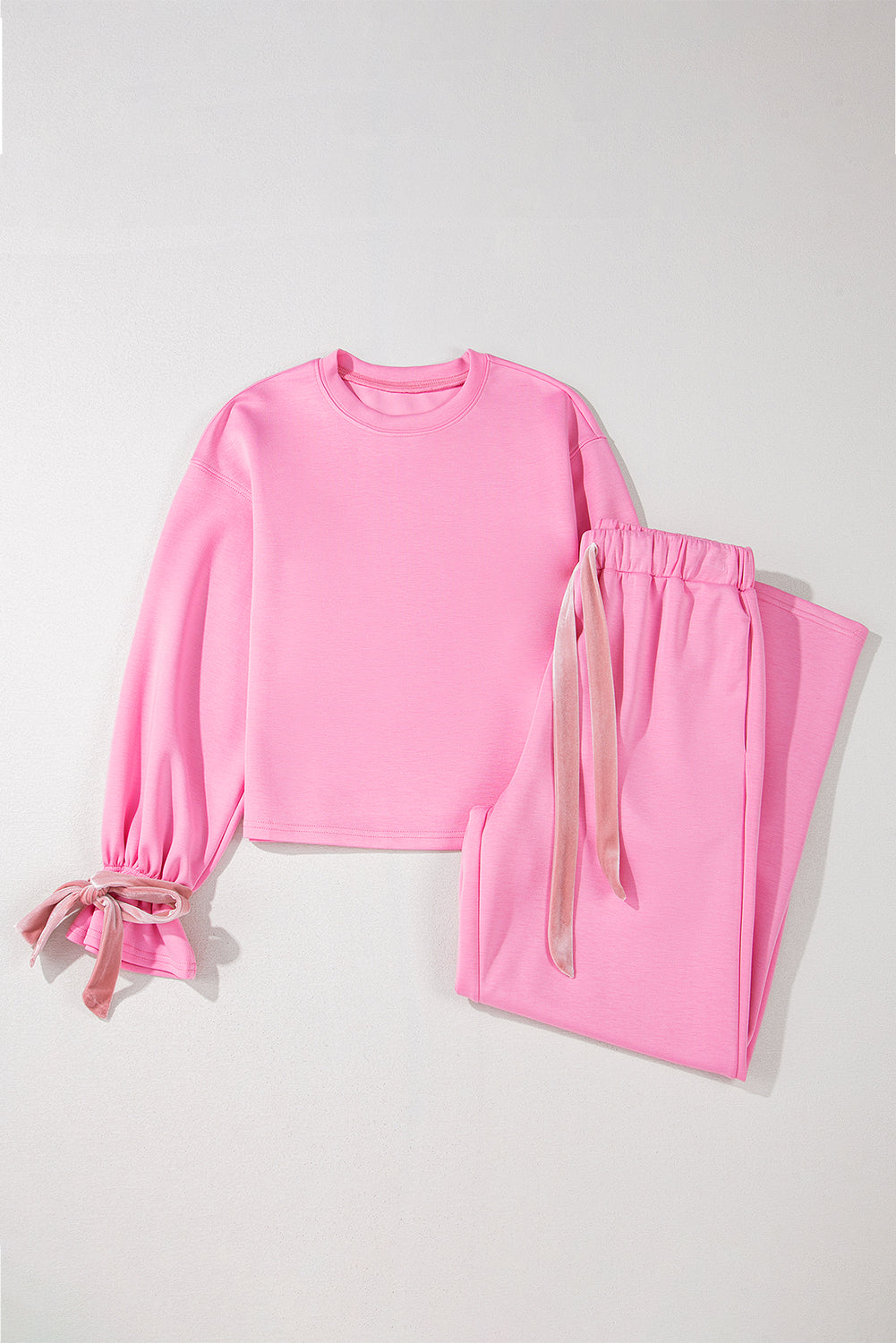 Drawstring Long Sleeve Top and Pants Set