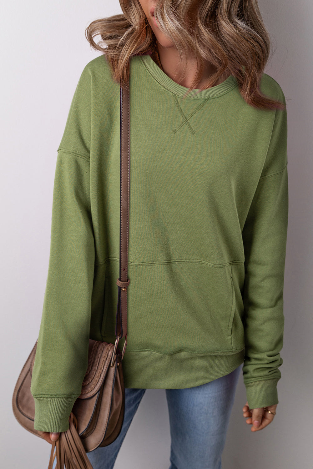 Drop Shoulder Crisscross Loose Sweatshirt