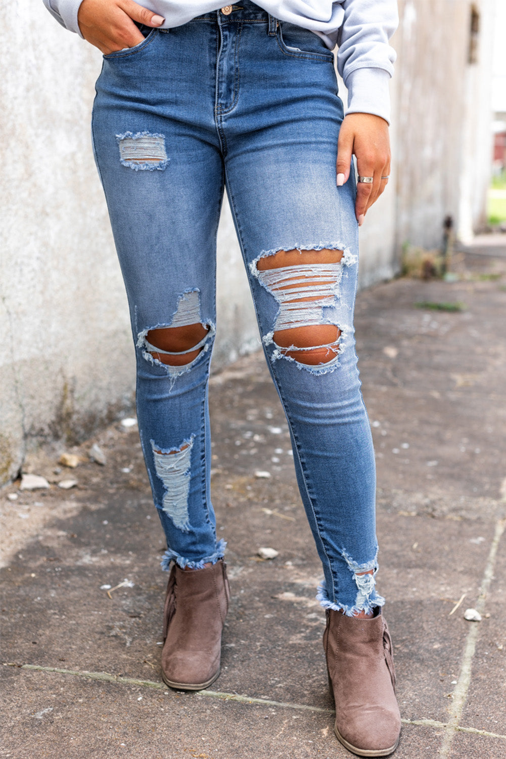 Sky Blue High Waist Skinny Jeans