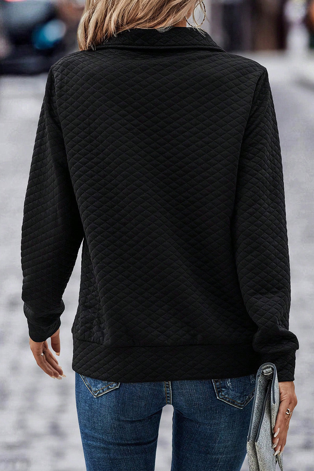 Quilted Pullover Sweatshirt