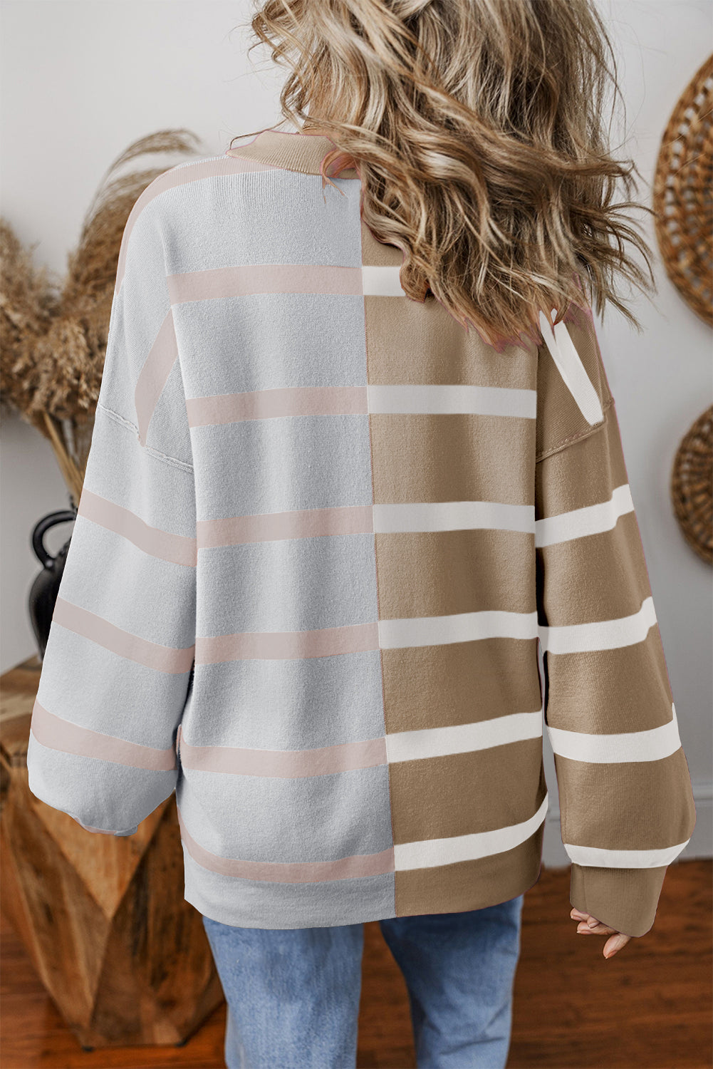 Khaki Stripe Oversized Sweater