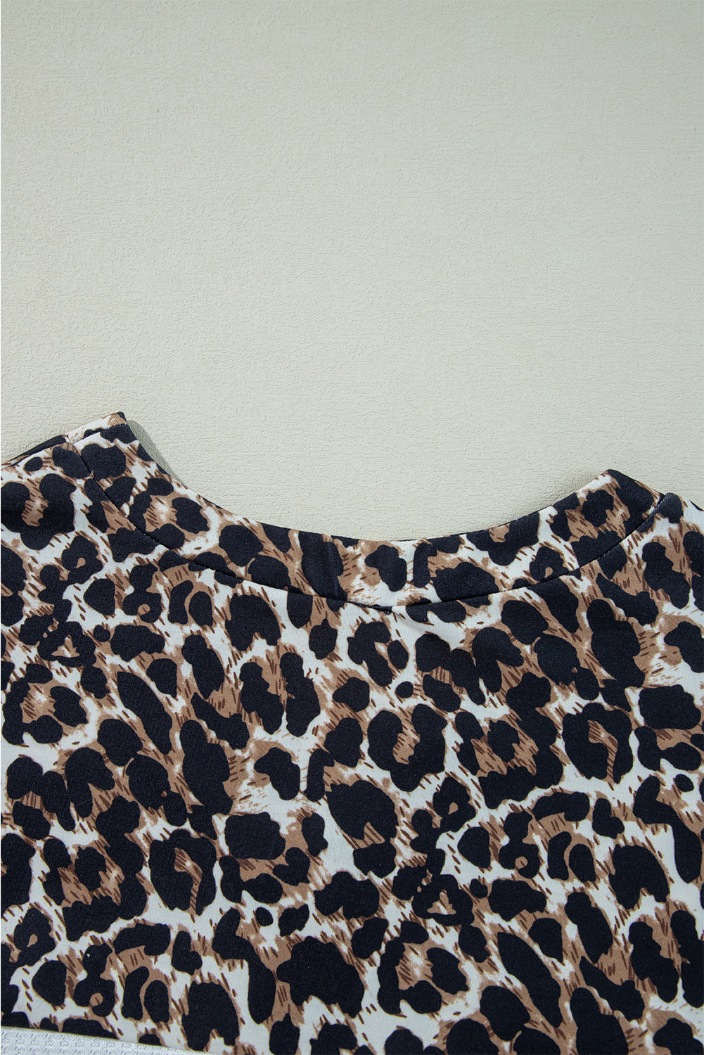 Leopard Waffle Knit Button V Neck Top