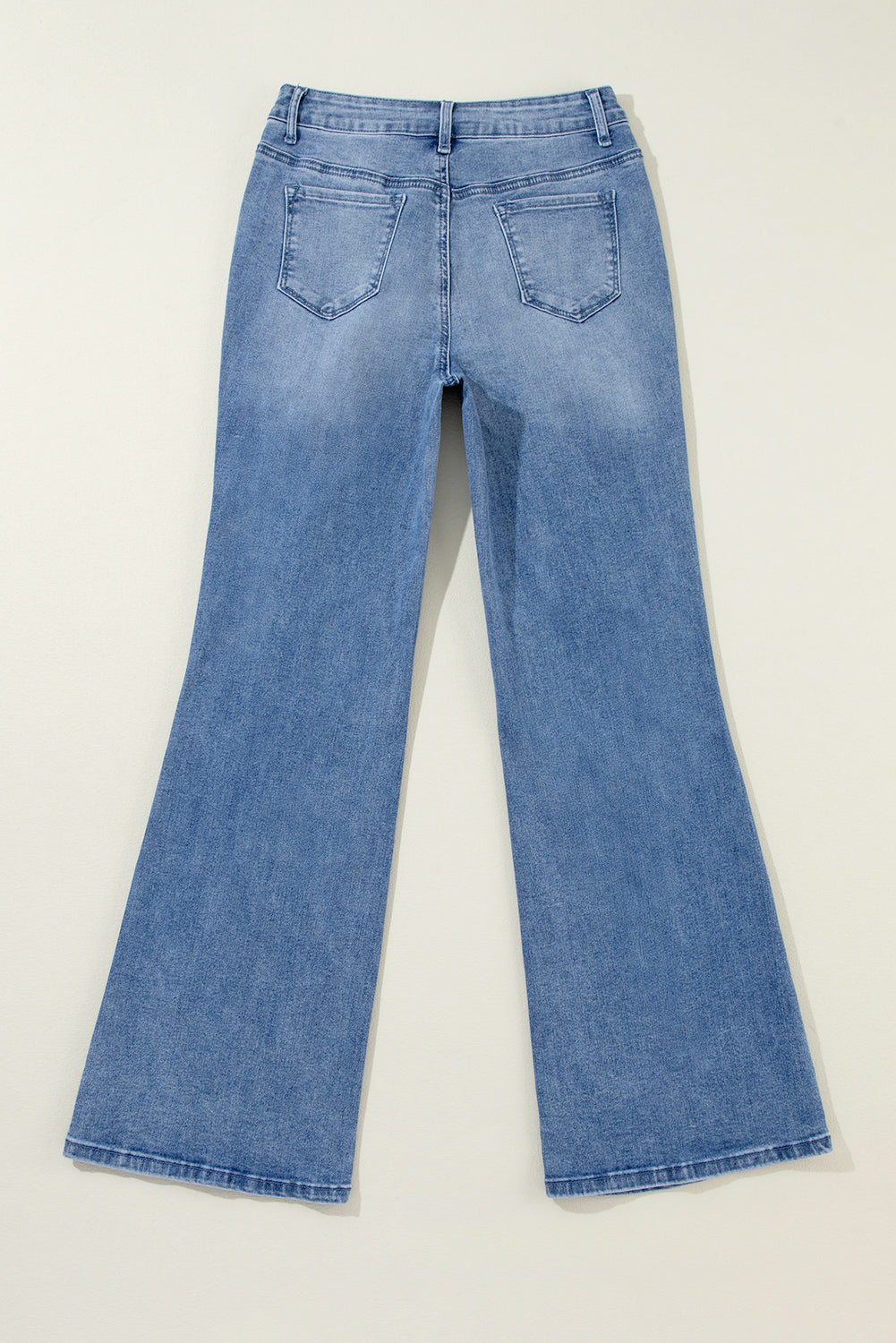 Blue Washed Wide Leg High Waist Jeans