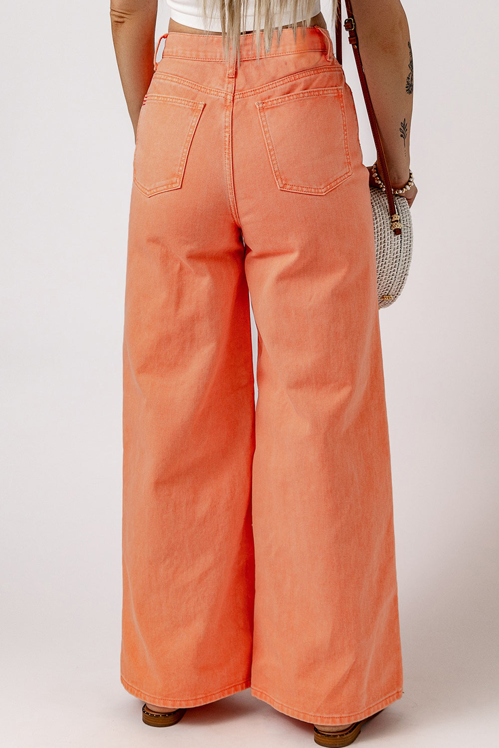 Orange High Waist Wide Leg Jeans