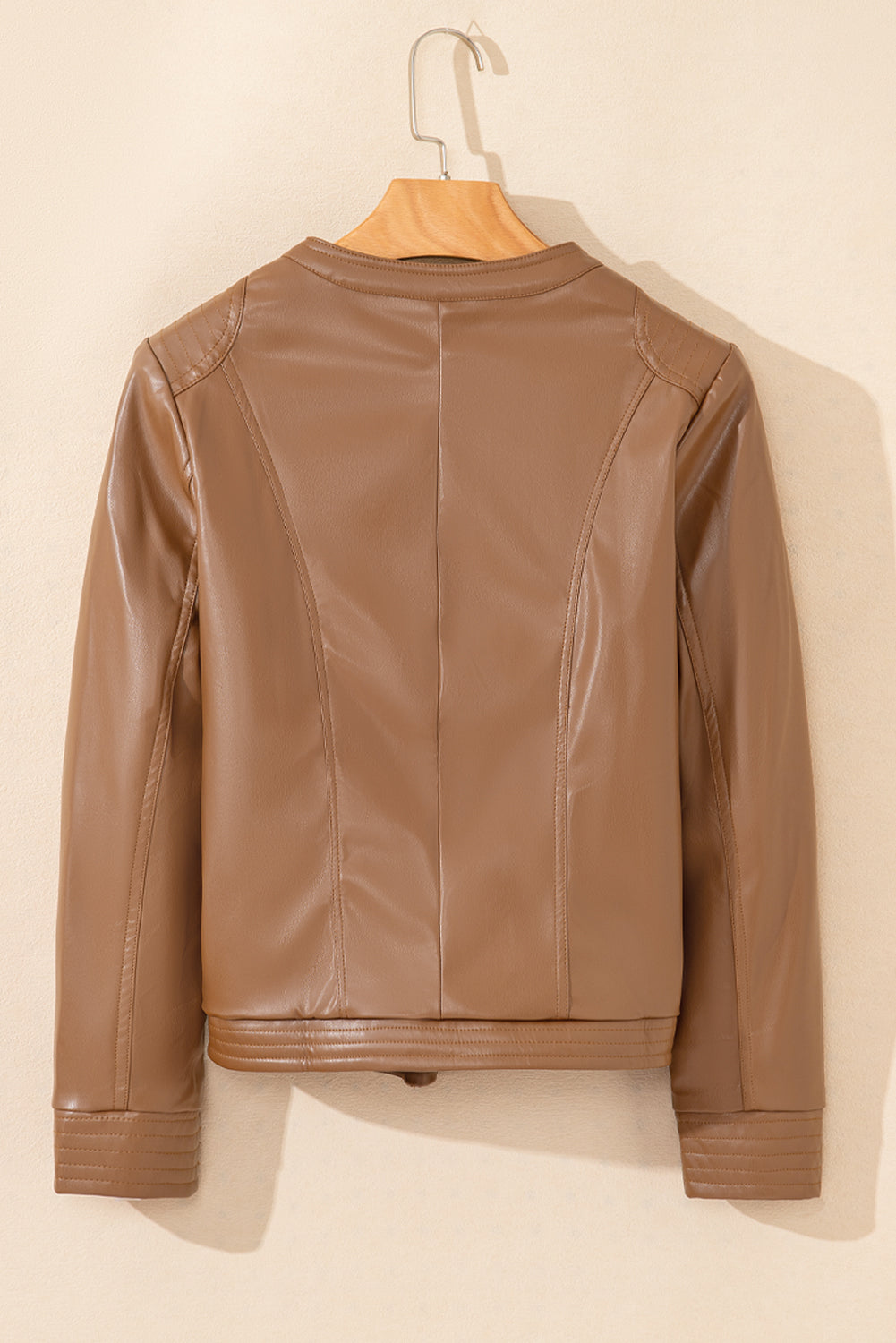 Faux Leather Slim Fit Bomber Jacket