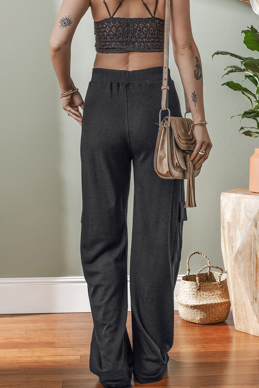 Cargo Pockets Drawstring Sweatpants