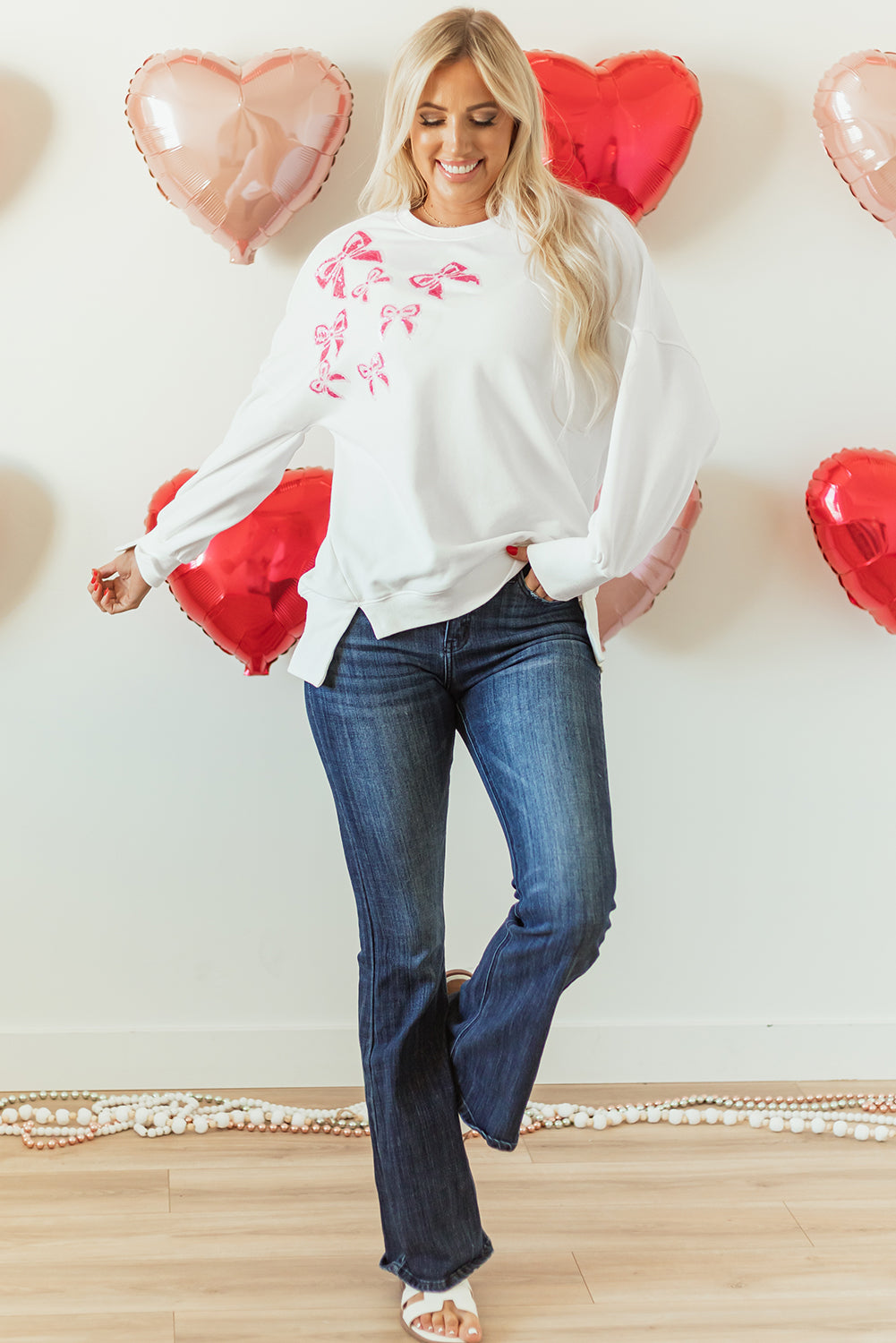 Bowknot High Low Oversize Sweatshirt