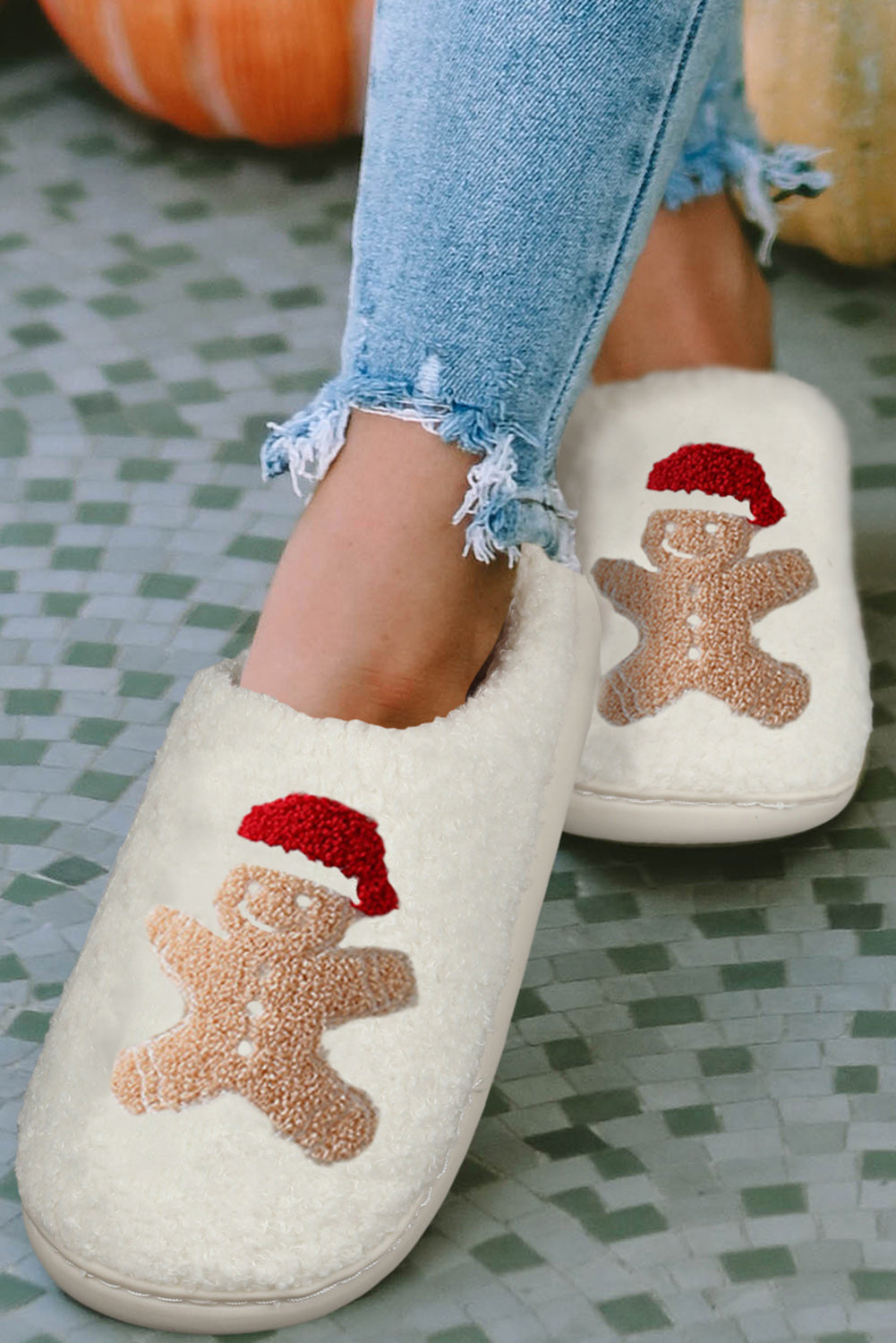 Christmas Gingerbread Man Home Slippers