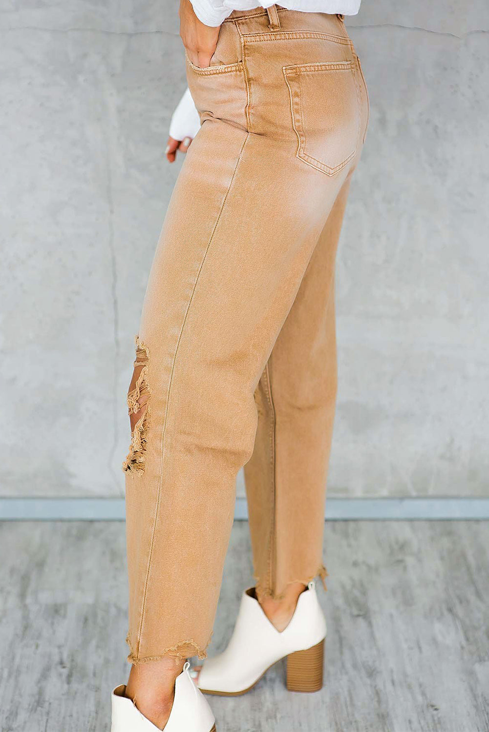 Hollow-out High Waist Cropped Flare Jeans