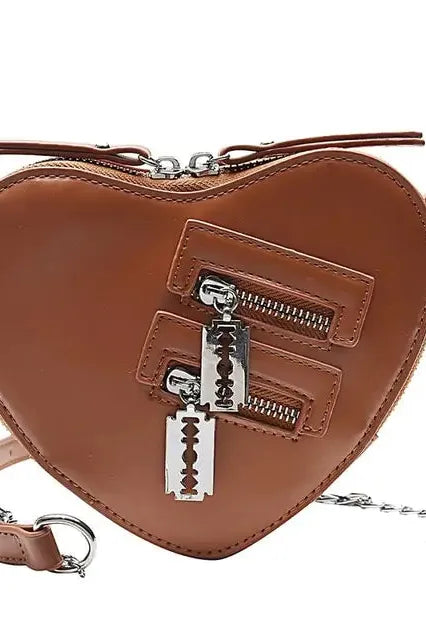 Heart Blade Zipper Chain Crossbody Bags