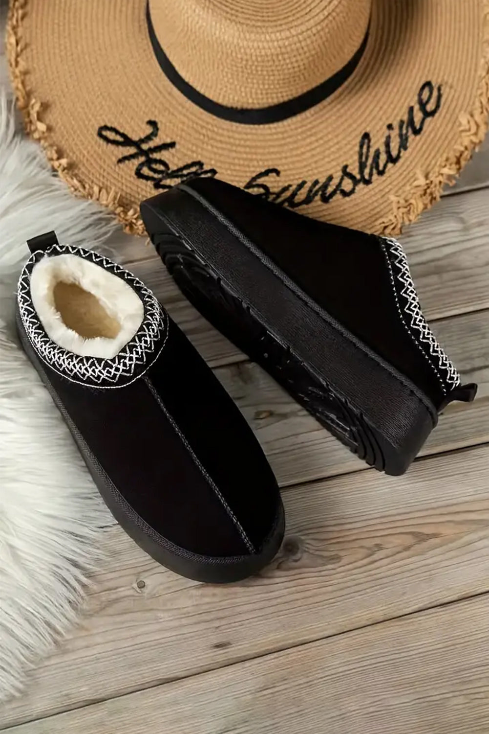 Black Contrast Suede Boots