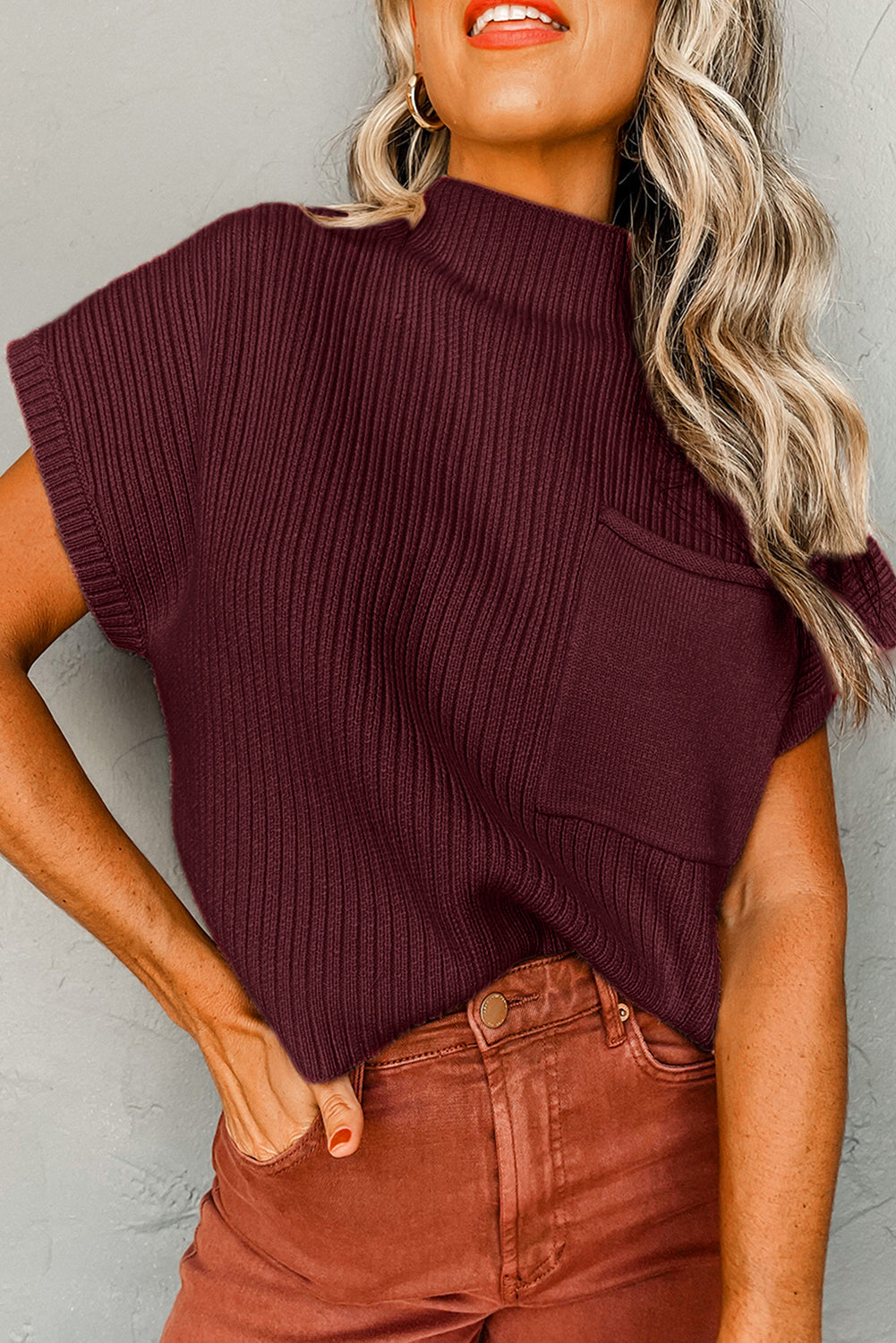 Ribbed Knit Short Sweater