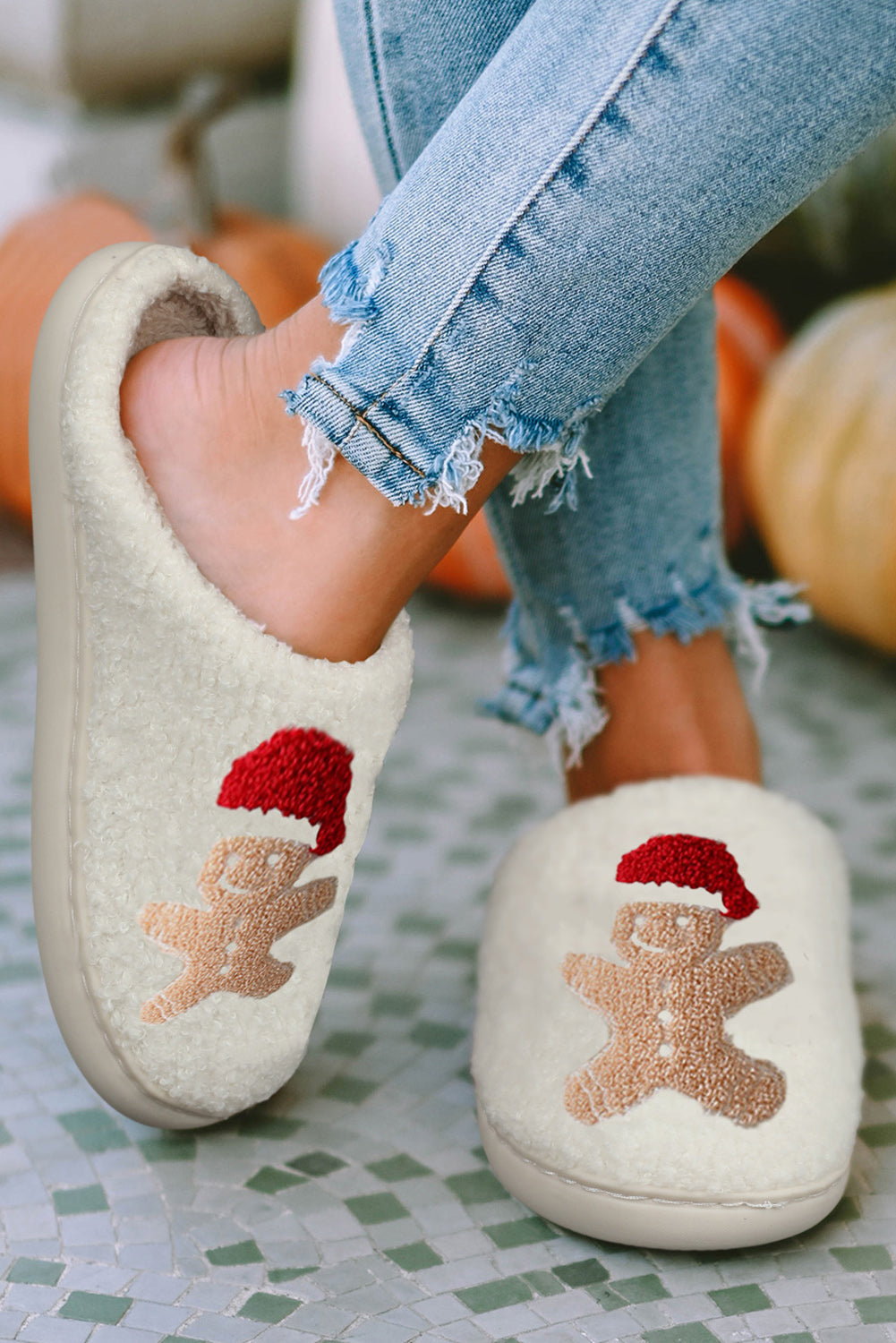 Christmas Gingerbread Man Home Slippers