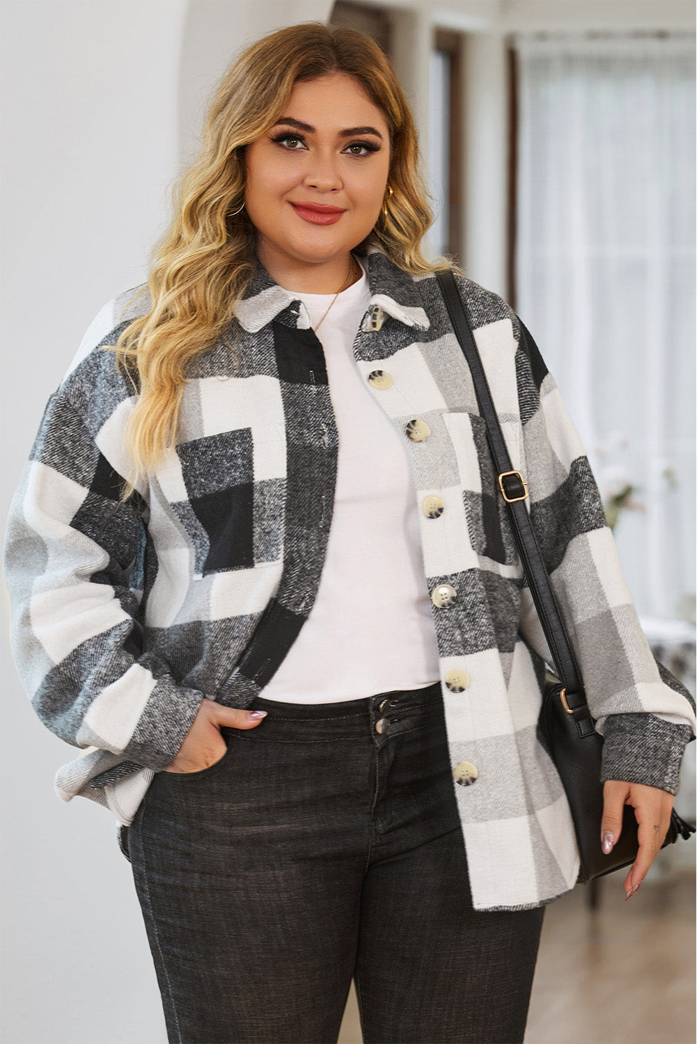 Checkered Button-Up Shacket