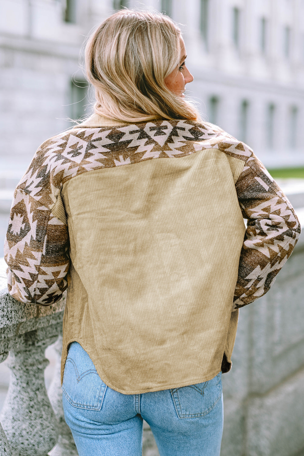 Khaki Aztec Edge Corduroy Jacket