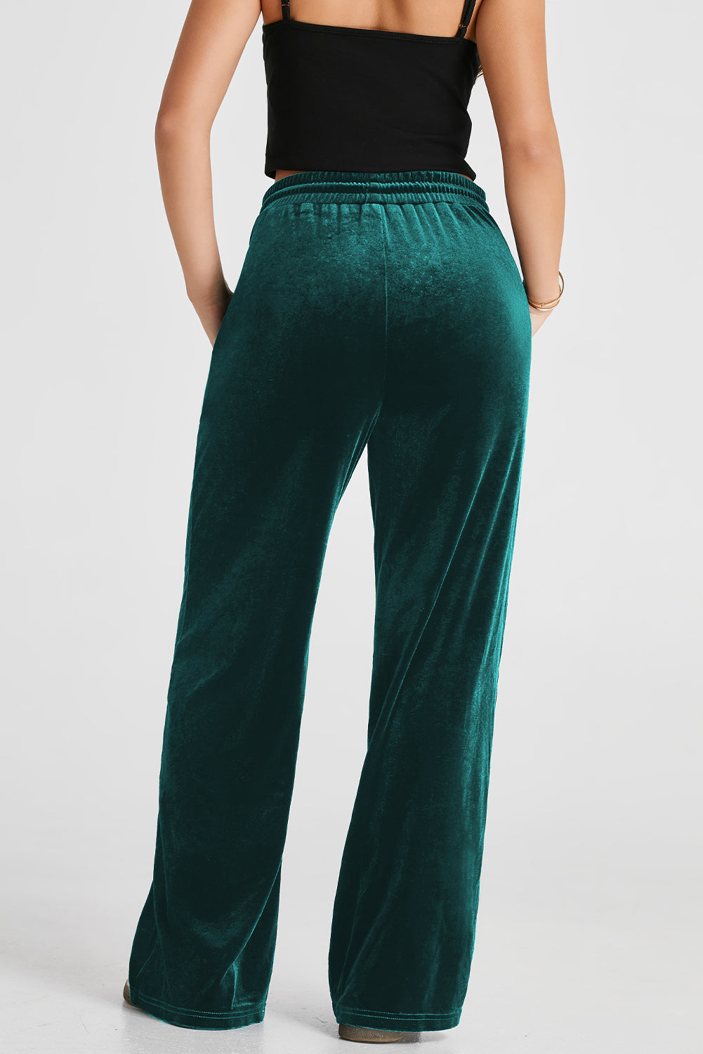 Drawstring Waist Wide Leg Pants