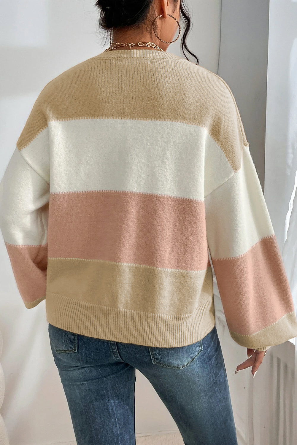 Lantern Sleeve Drop Shoulder Sweater