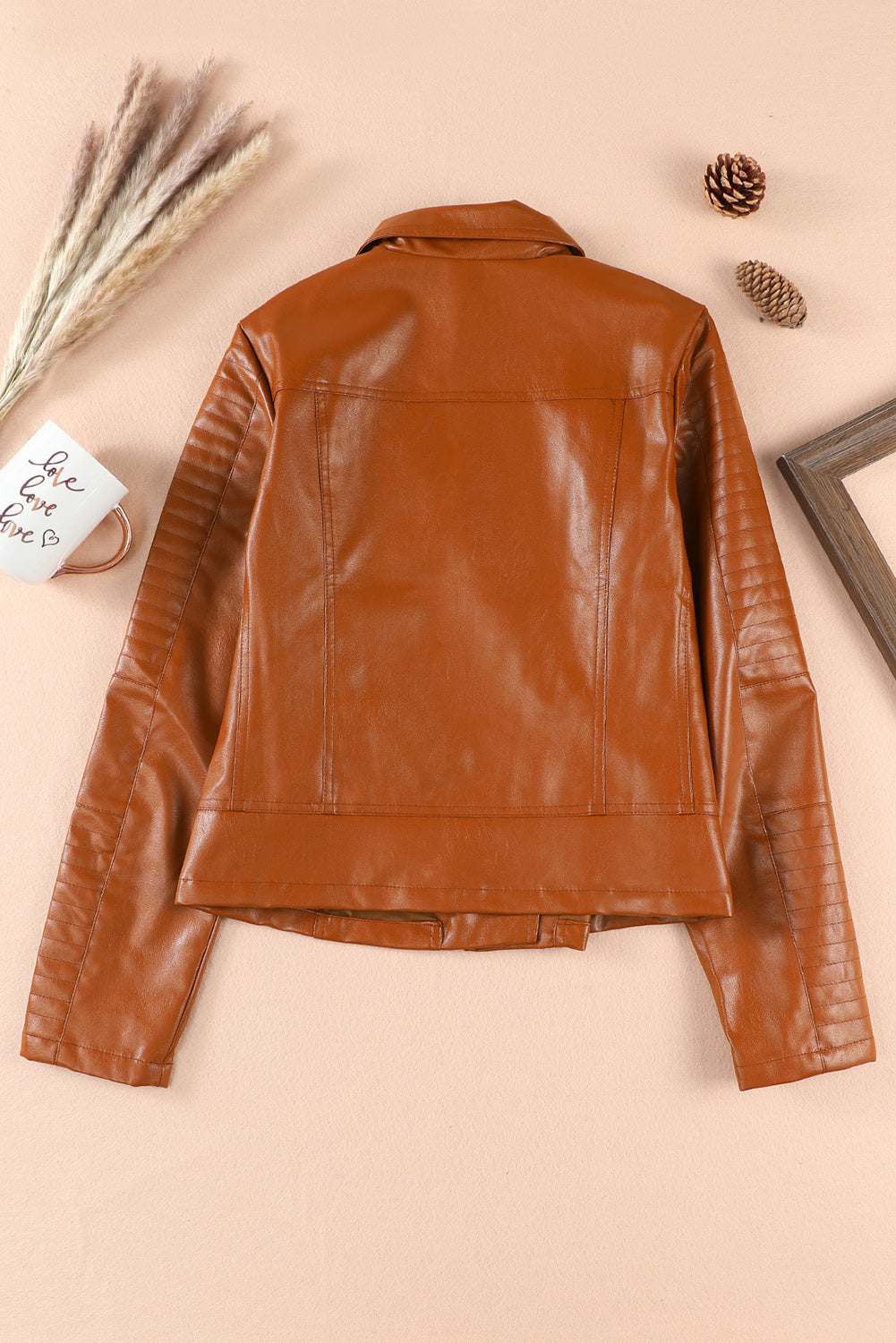 Ribbed Faux Leather Jacket