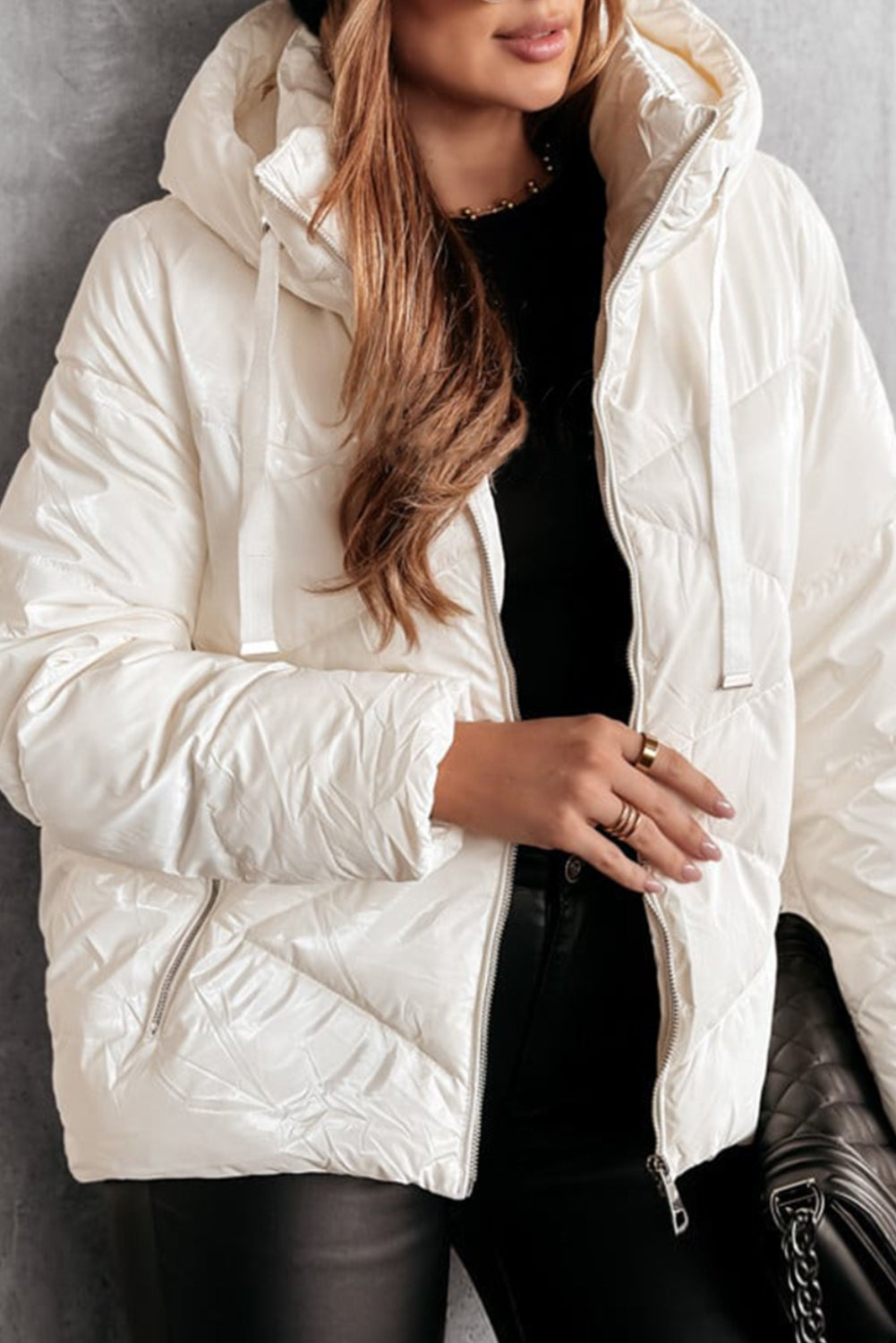 Quilted Zip Up Puffer Coat