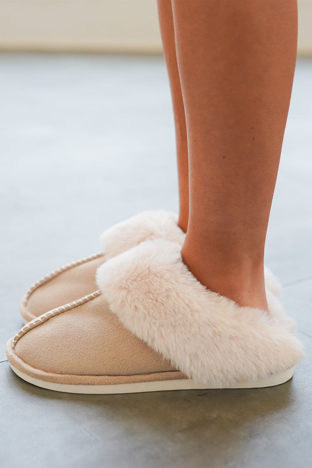 Faux Suede Plush Slippers