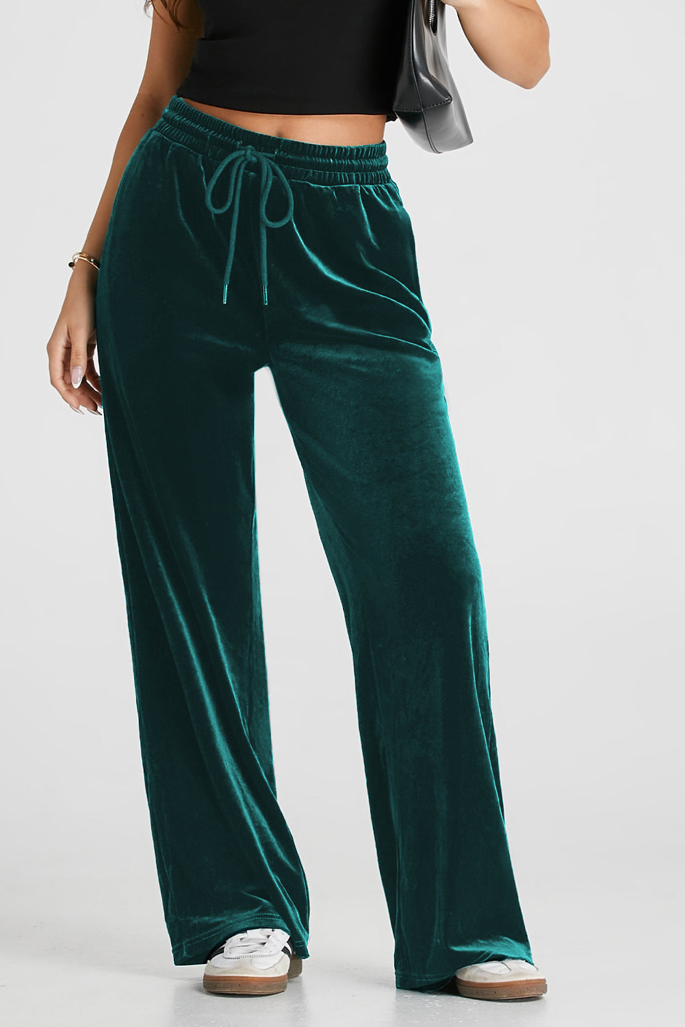 Drawstring Waist Wide Leg Pants