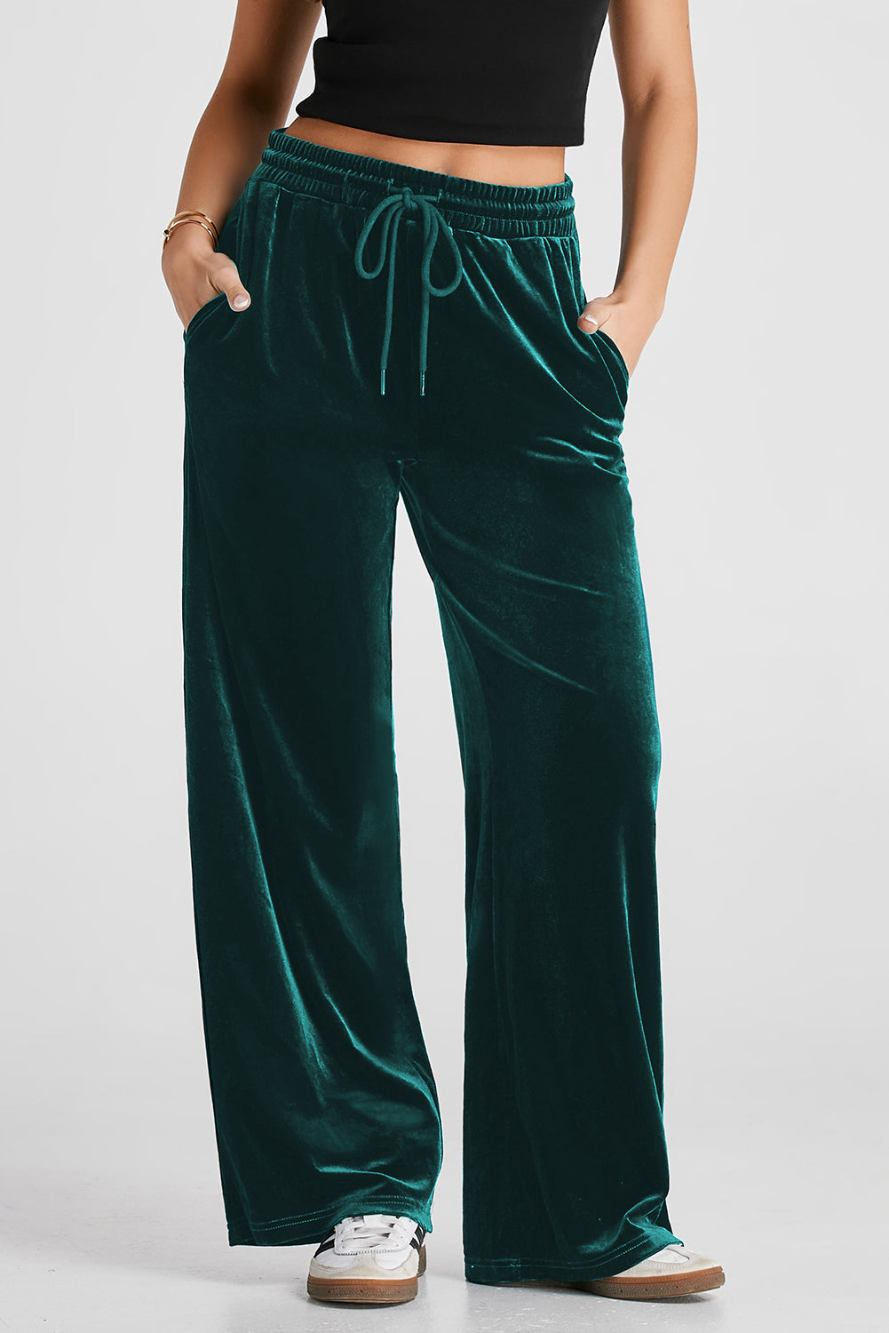 Drawstring Waist Wide Leg Pants