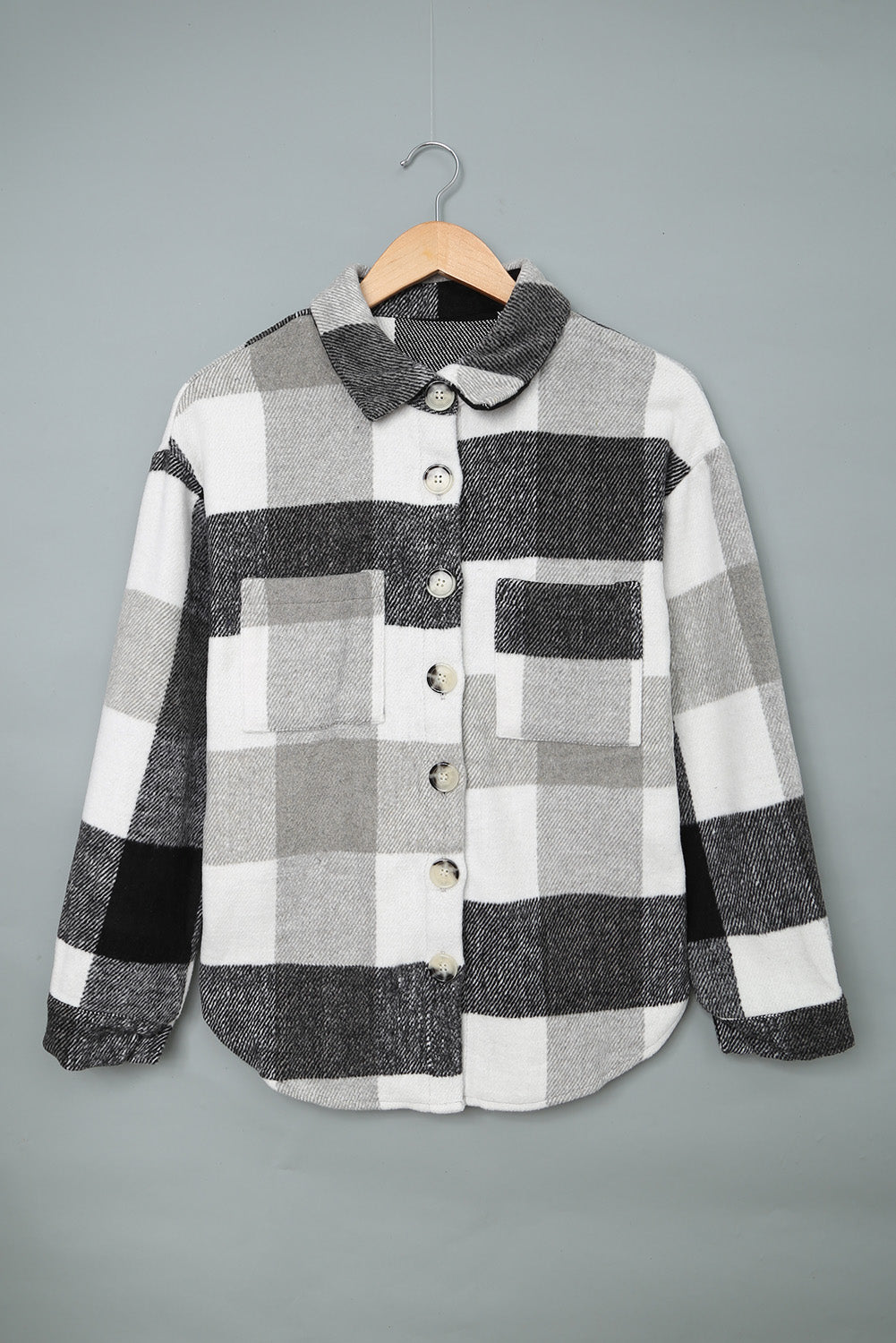 Plaid Buttoned Long Sleeve Jacket