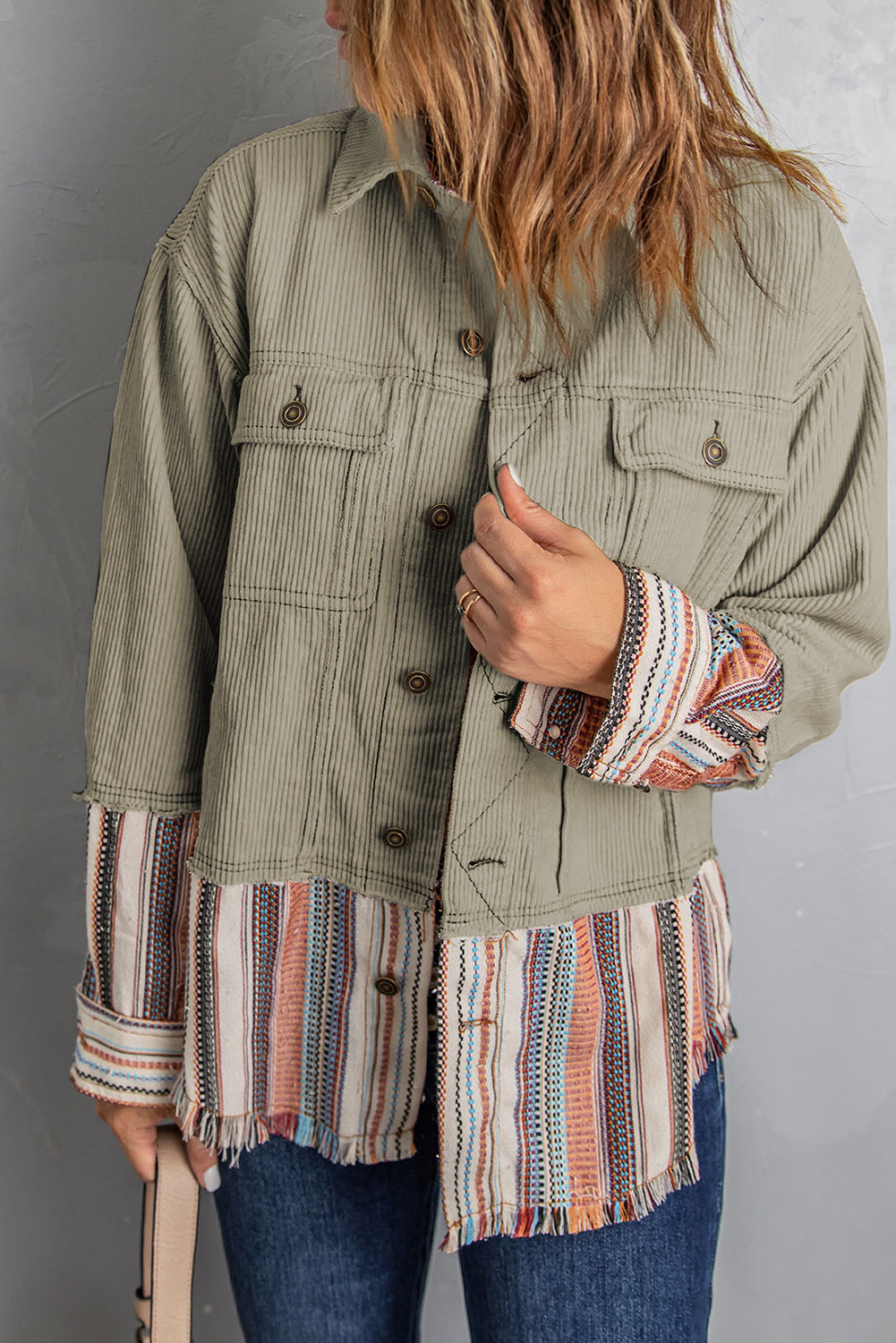 Color Block Corduroy Jacket